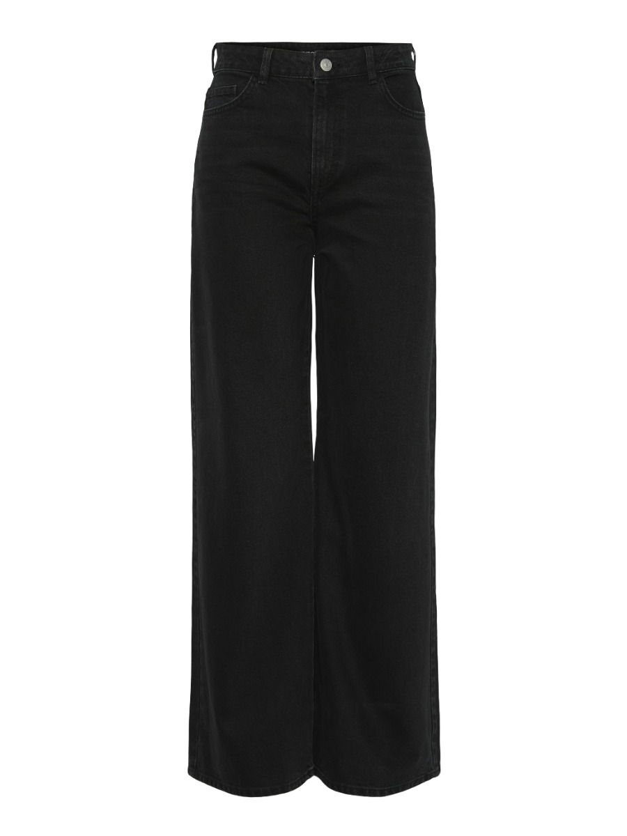 Pieces Jeans Selma Hw Wide Jeans Black Denim