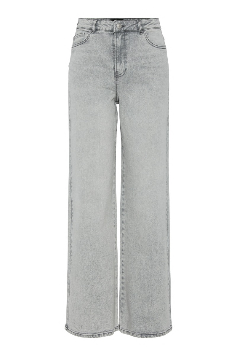 Pieces Jeans Selma Hw Wide Jeans Light Grey Denim