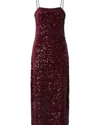 Pieces Kjole Kam Sl Ankle Slip Dress Tawney Port Sequins