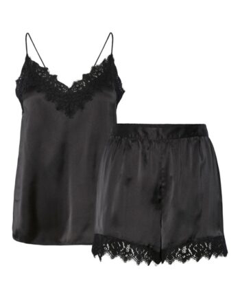 Pieces Nattøj Jenna Xmas Satin Nightwear Set Black