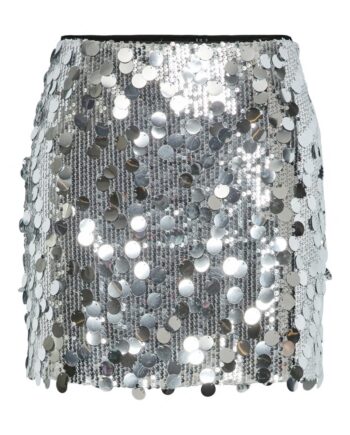 Pieces Nederdel Malou Sequin Mw Mini Skirt Silver Colour