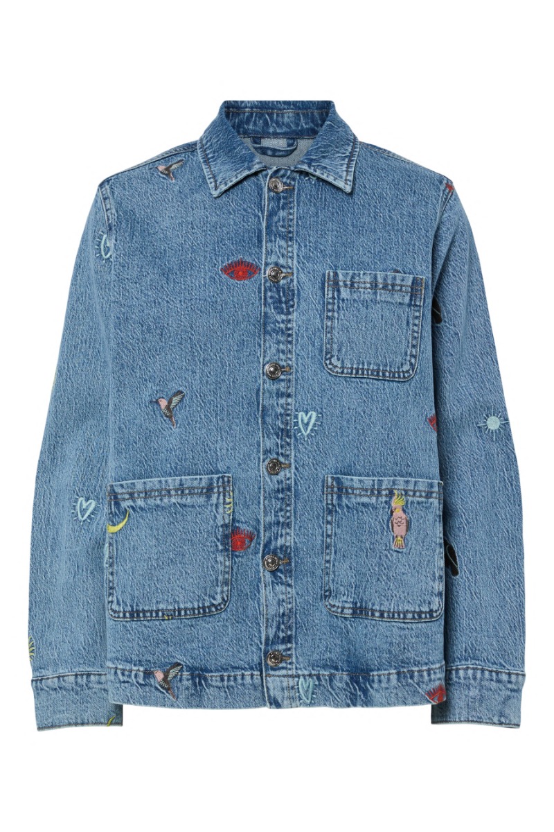 Pieces Skjorte Jidi Ls Denim Shacket Medium Blue Denim