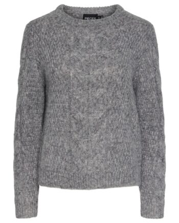 Pieces Strik Nina Ls  -neck Knit Medium Grey Melange