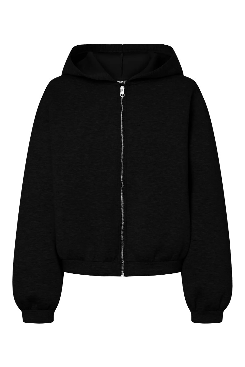 Pieces Sweatshirt Bucuba Ls Zipper Scuba Hoodie Black