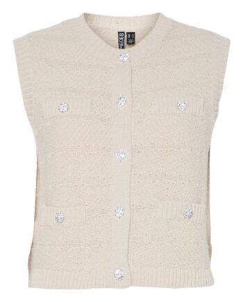 Pieces Vest Jena  -neck Knit Vest Silver Lining