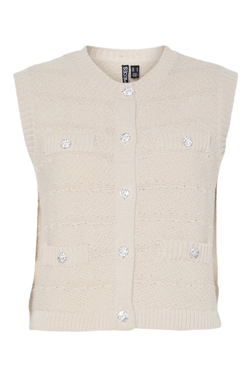 Pieces Vest Jena -neck Knit Vest Silver Lining