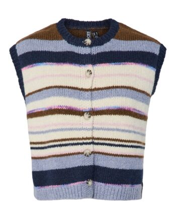 Pieces Vest Rye Sl Polo Knit Vest Downtown Brown Multi Color