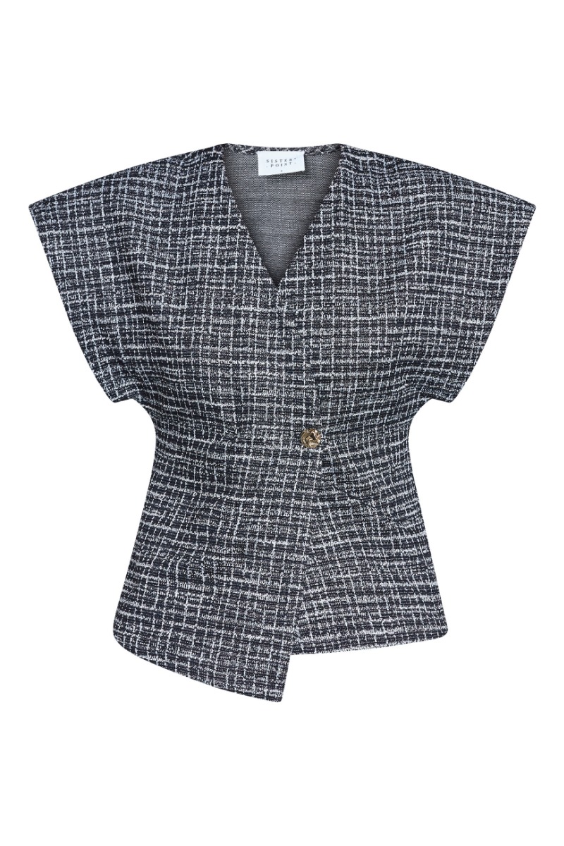 Sisters Point Bluse Evela-ve1 Black Check