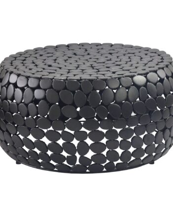 Aluminium Sofabord Sort Rundt 66x32 Cm  Moderne Stuebord Metal Rundt Loungebord  Håndlavet