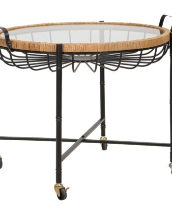 Boho Chic Bord   Jern  Glas Og Rattan   70x5x65 Cm