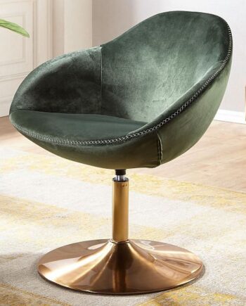 Designer Stol   Fløjl  Grøn   Guldfarvet Ben  70x79x70 Cm