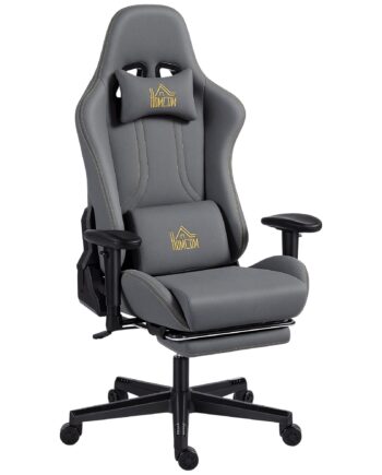 Ergonomisk Gamingstol Med 3d-armlæn  Justerbar  Rullende Skrivebordsstol Med Lændestøtte  Grå