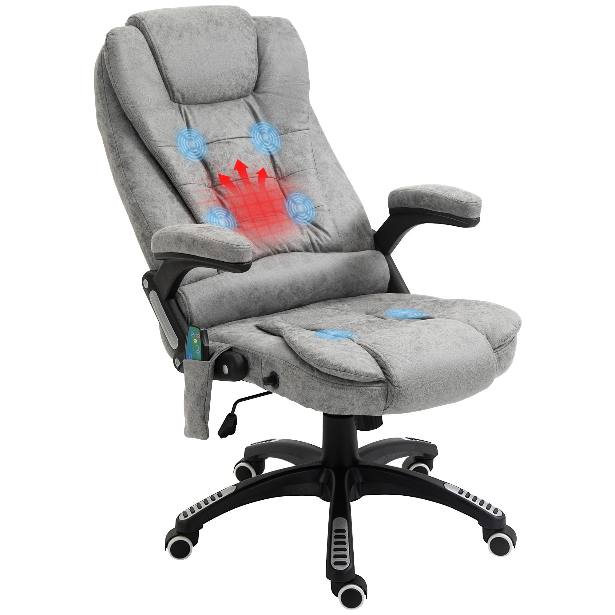 Executive-stol Med Massage- Og Varmefunktion  Ergonomisk  Justerbar  Op Til 120 Kg  Grå