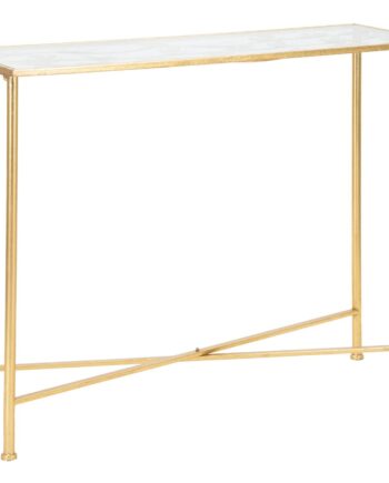 Glam Konsolbord   Guldfarve  Jern Og Glas   100x35x80 Cm