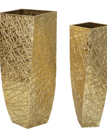 Glam Vaser   Guldfarve Af Jern   34x34x90 Og 25x25x78 Cm