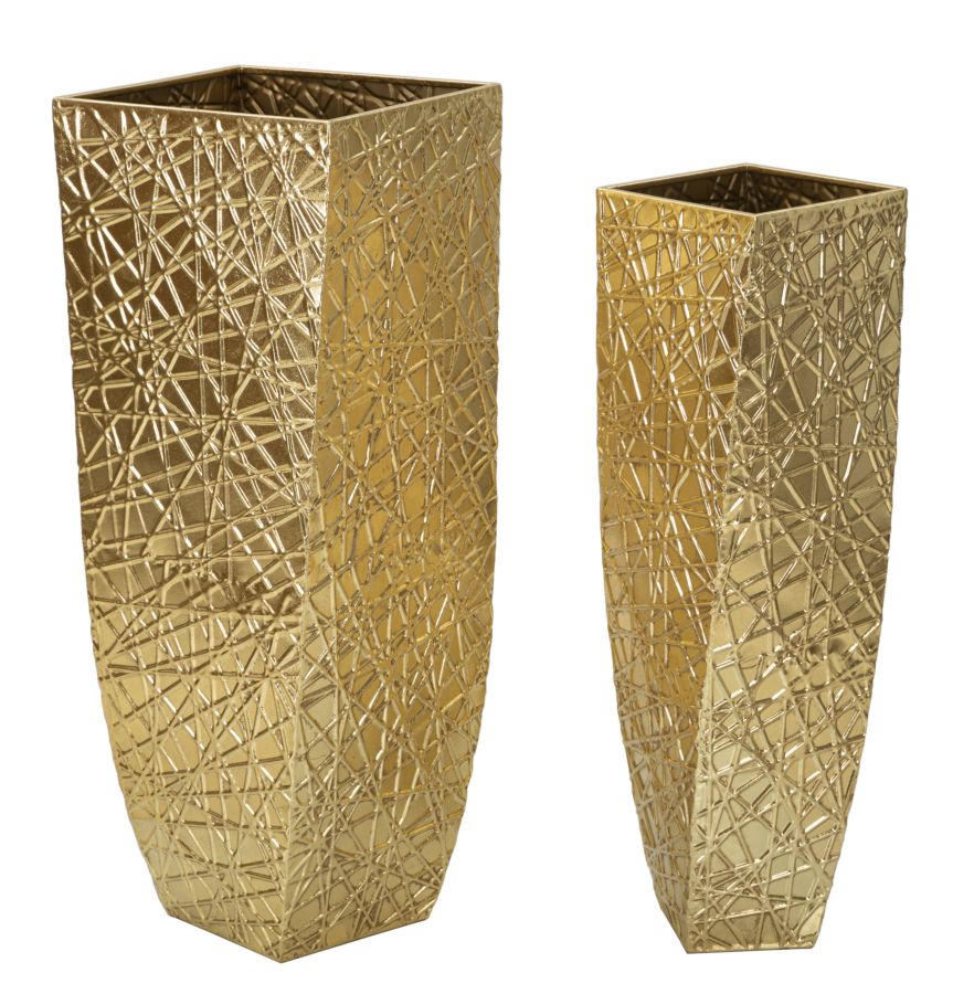 Glam Vaser Guldfarve Af Jern 34x34x90 Og 25x25x78 Cm