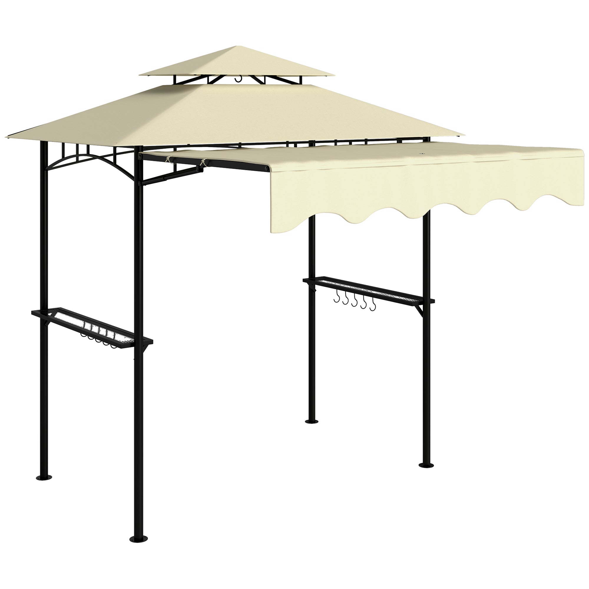 Grillpavillon 242x232x248 Cm Vandafvisende Flammehæmmende Havepavillon Med Dobbeltlagstag Beige