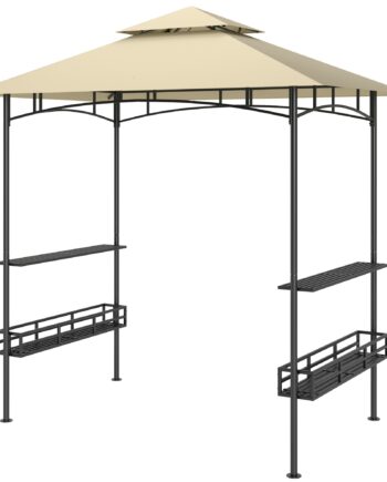 Grilltelt  Bbq-telt  Havepavillon Med   Hylder  Opbevaringskurve  Kroge  Til Terrasse  Beige