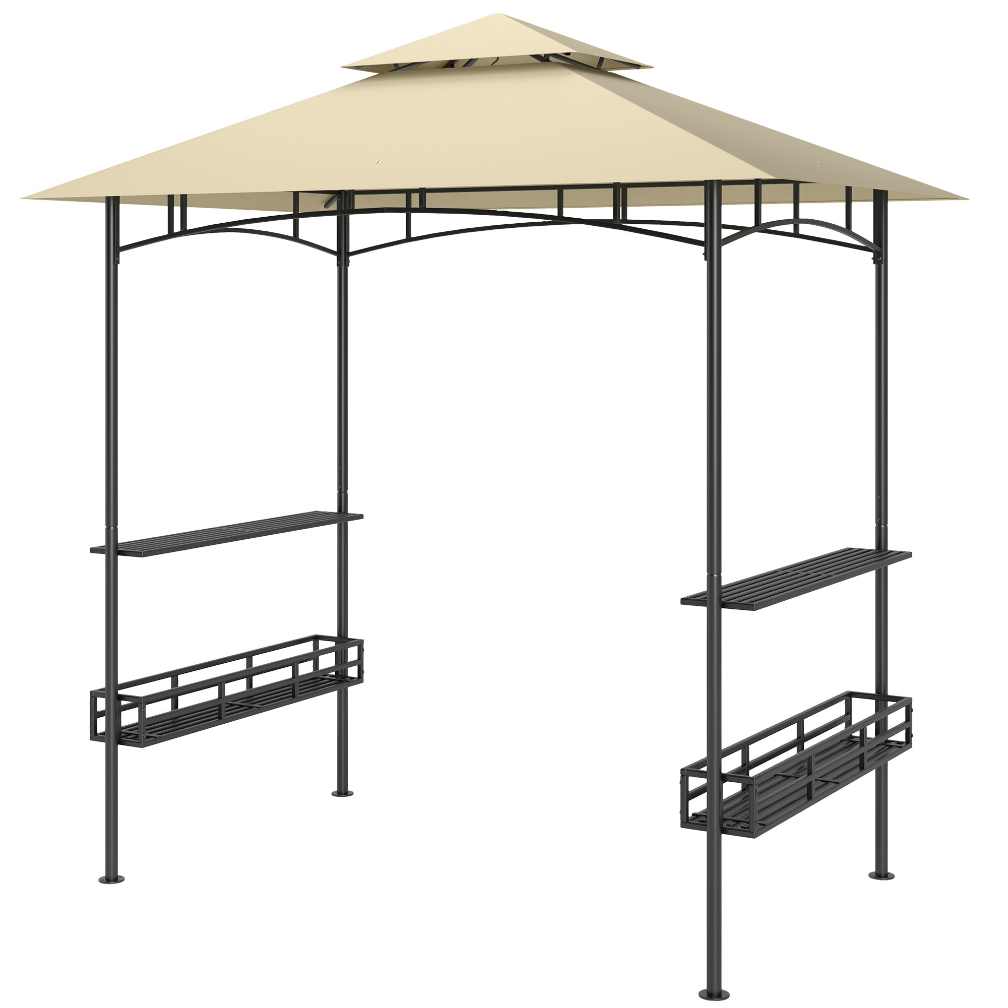 Grilltelt Bbq-telt Havepavillon Med Hylder Opbevaringskurve Kroge Til Terrasse Beige