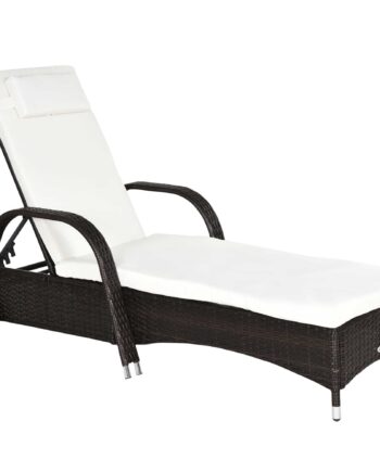 Havestol Med Hynde  Justerbar Ryglæn  Metalstel  Polyrattan  Brun Creme  200   73   103 Cm