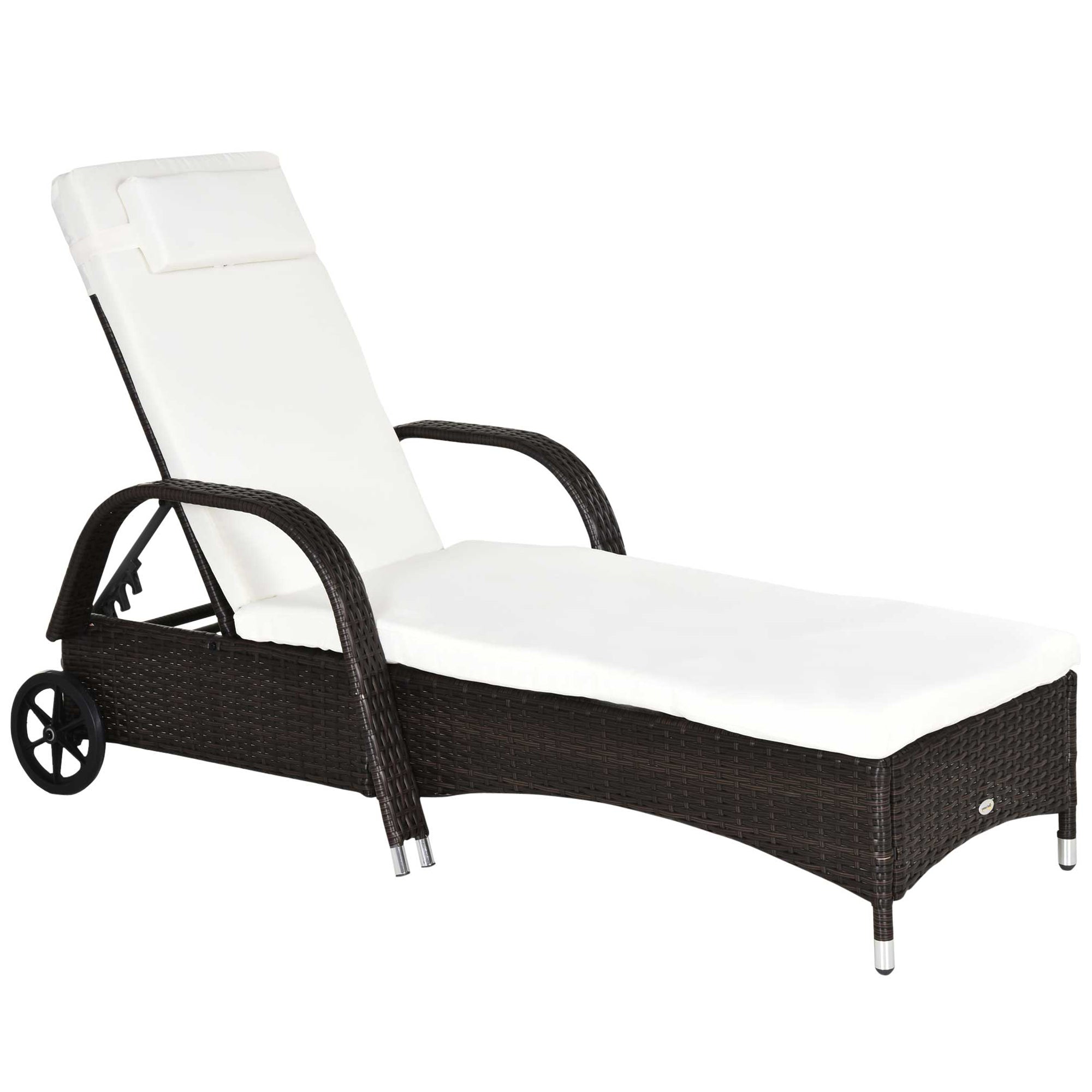 Havestol Med Hynde Justerbar Ryglæn Metalstel Polyrattan Brun Creme 200 73 103 Cm