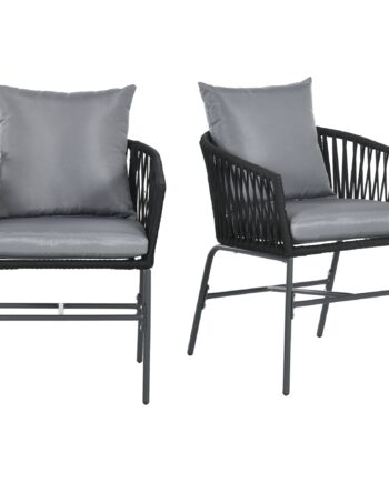 Havestole  Sæt Med    Bohemedesign  Sæde- Og Ryghynder  Komfortabel Sædeskal  Metalstel  Sort