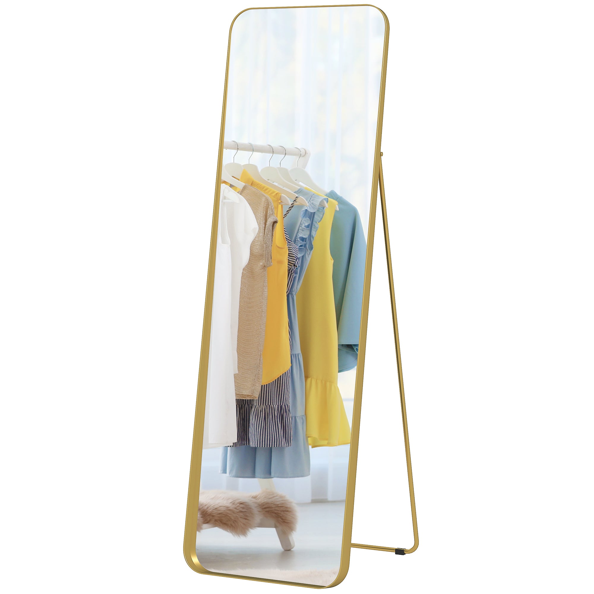 Helfigursspejl  Fritstående  Vipbart  Metalramme  Mdf  160   50 Cm  Guld