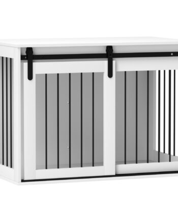 Hundebur Med Skydedør  Ventilation  Spånplade Og Stål  98   58   61 Cm  Valnød