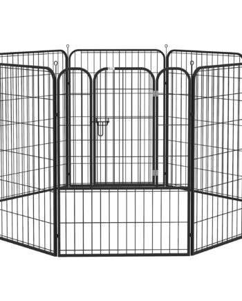 Hvalpegård  Sæt Med   Dele  100 Cm Høj  Hvalpegård Med Aflåselig Dør    Stålnetpaneler  Hundegård  Udendørs Indhegning Til Store Hunde  Til Indendørs Og Udendørs Brug  Grå