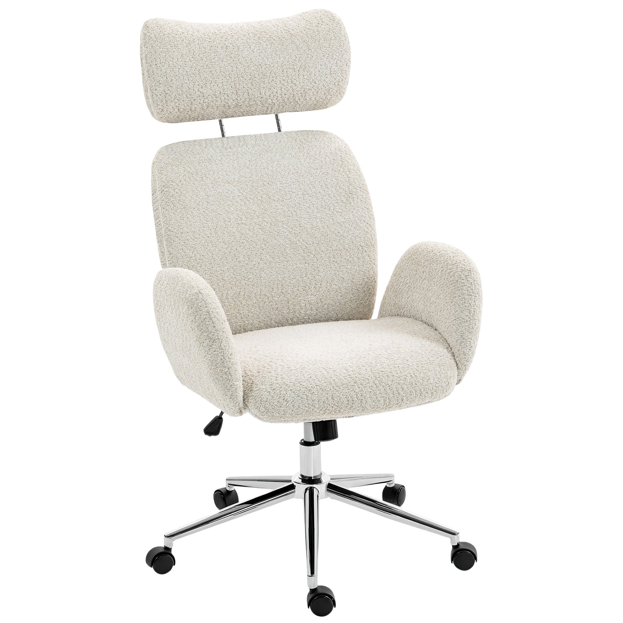 Kontorstol Med Justerbar Nakkestøtte Ergonomisk Skrivebordsstol Vippefunktion Højdejusterbar Grå Og Hvid
