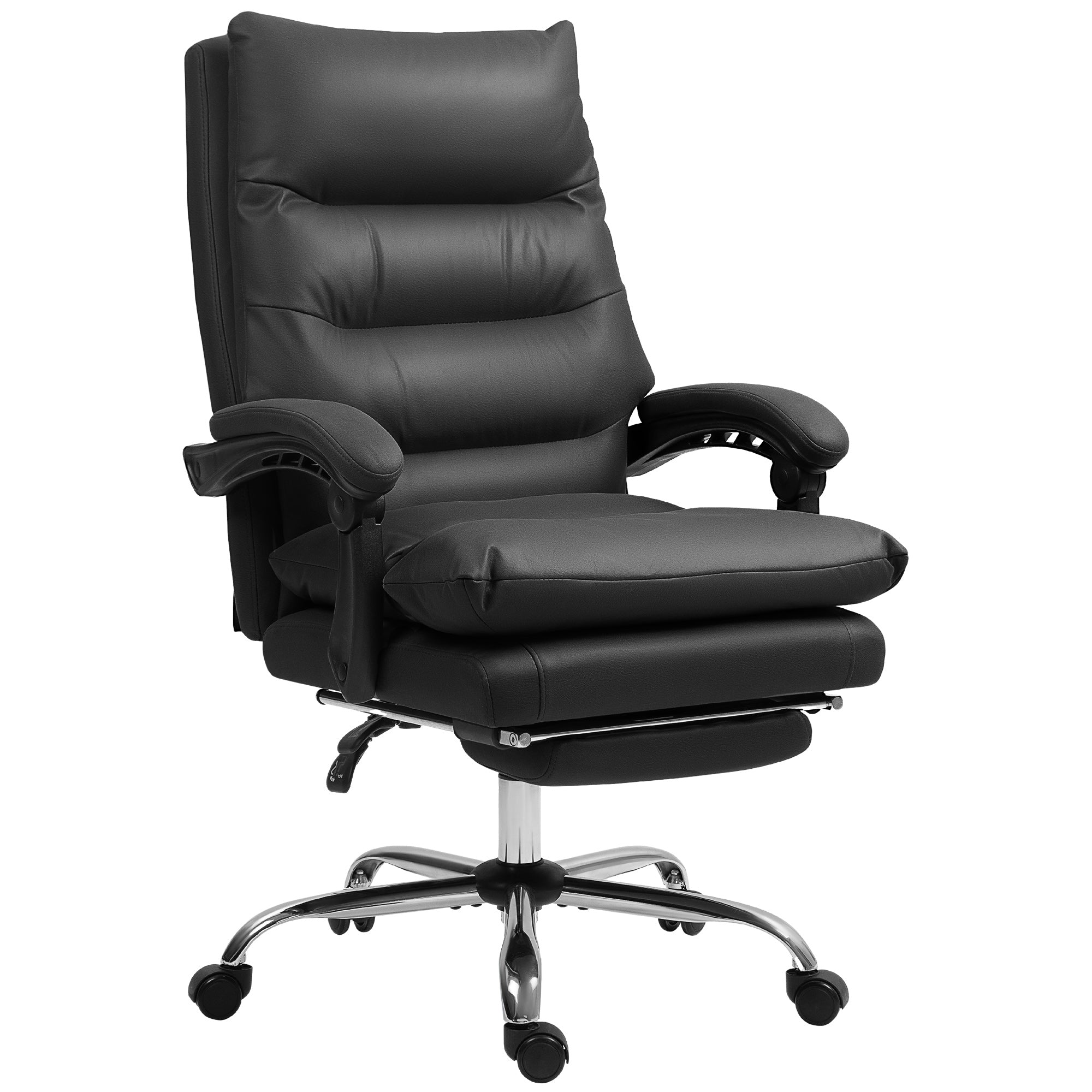 Kontorstol Med Massagefunktion  Opvarmet  Vipbar  Kunstlæder  65   72   109-117 Cm  Sort