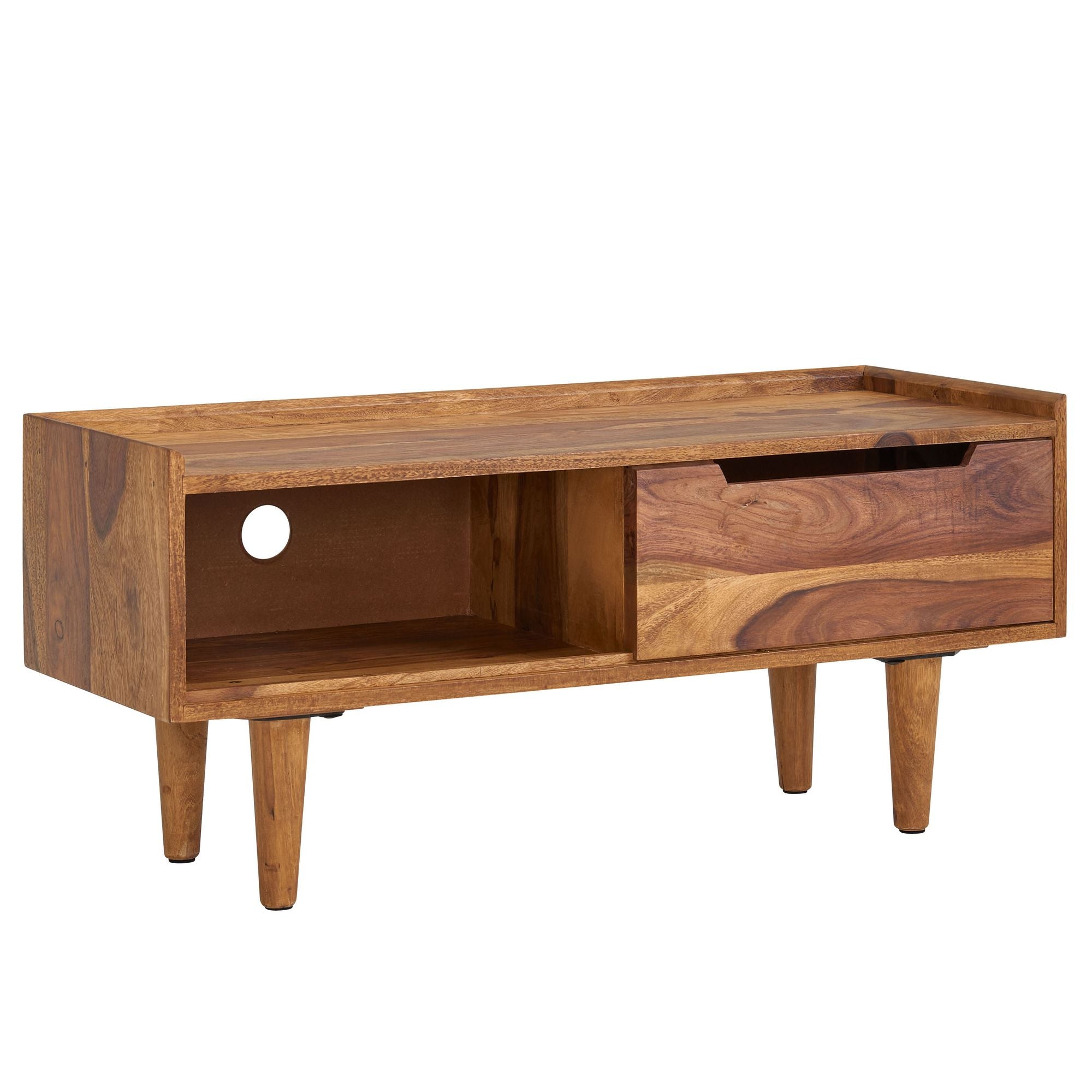 Lavt Skab Massivt Sheeshamtræ 95x44x34 Cm Tv-skab Med Skydedør Designer Tv-bord Højt Tv-skab Moderne Tv-bord Tv-skab Til Stuen