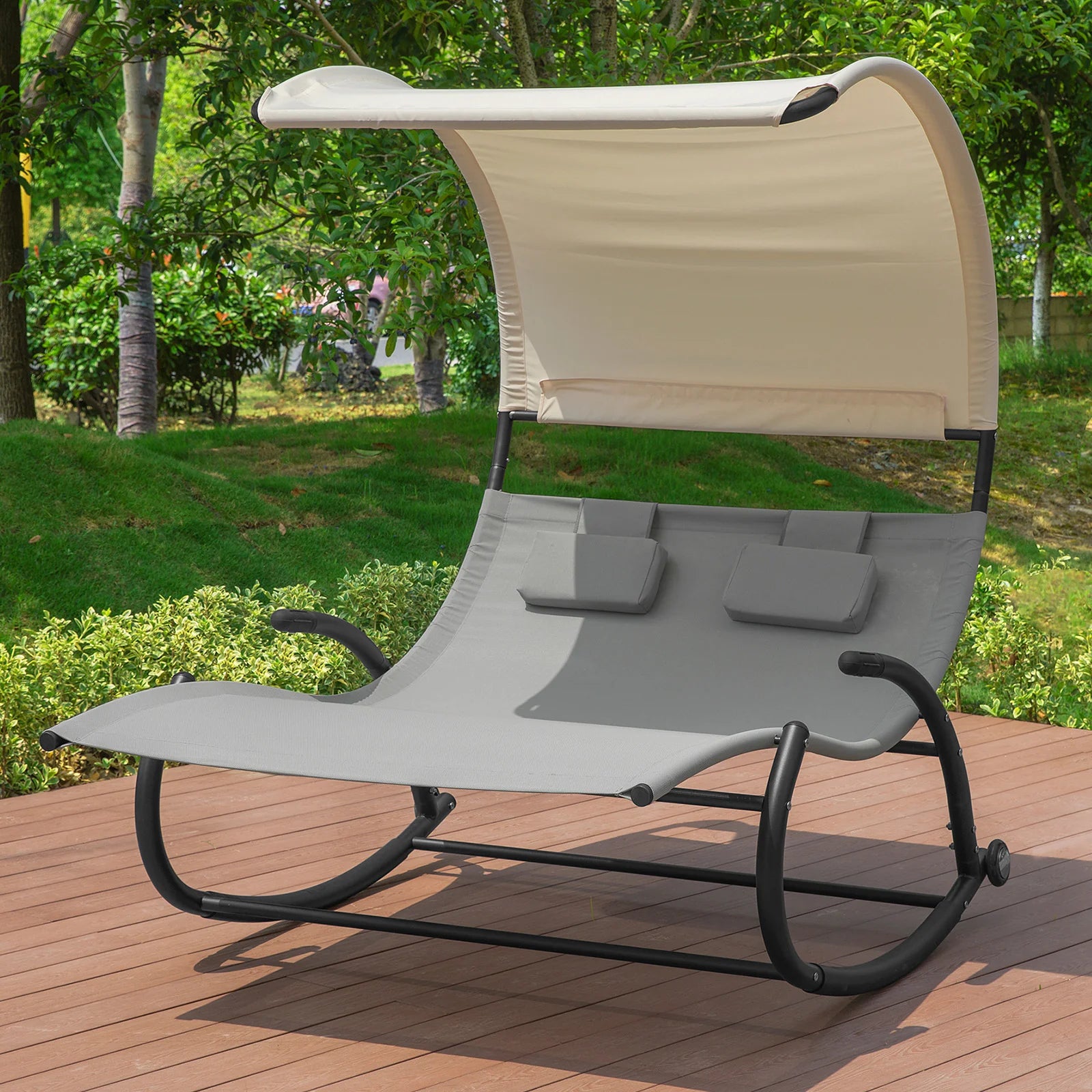 Liggestol Til   Personer  Ergonomisk  Indbygget Parasol  B140   D184   H180 Cm