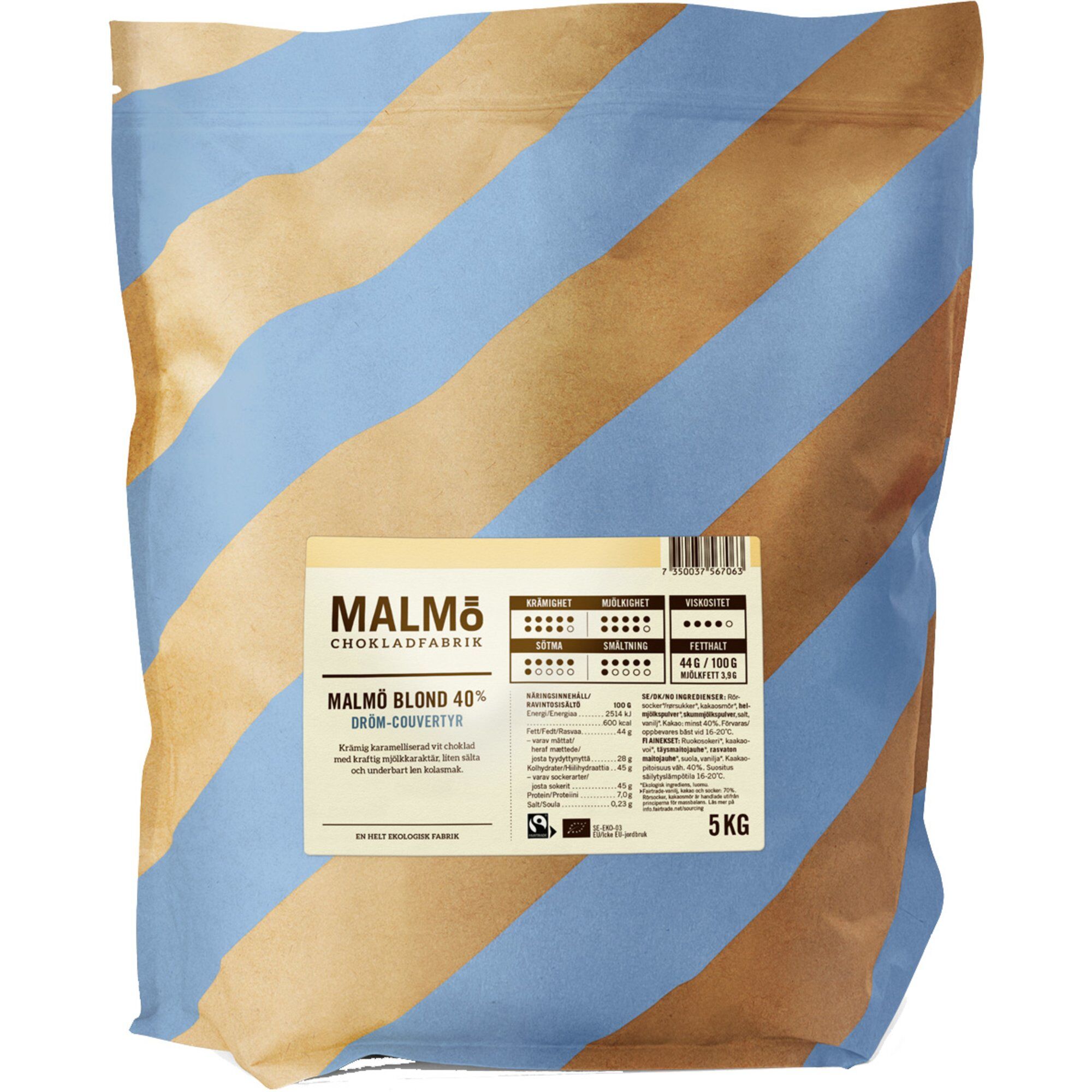 Malmö Chokladfabrik Malmö Blond 40 Couverturechokolade