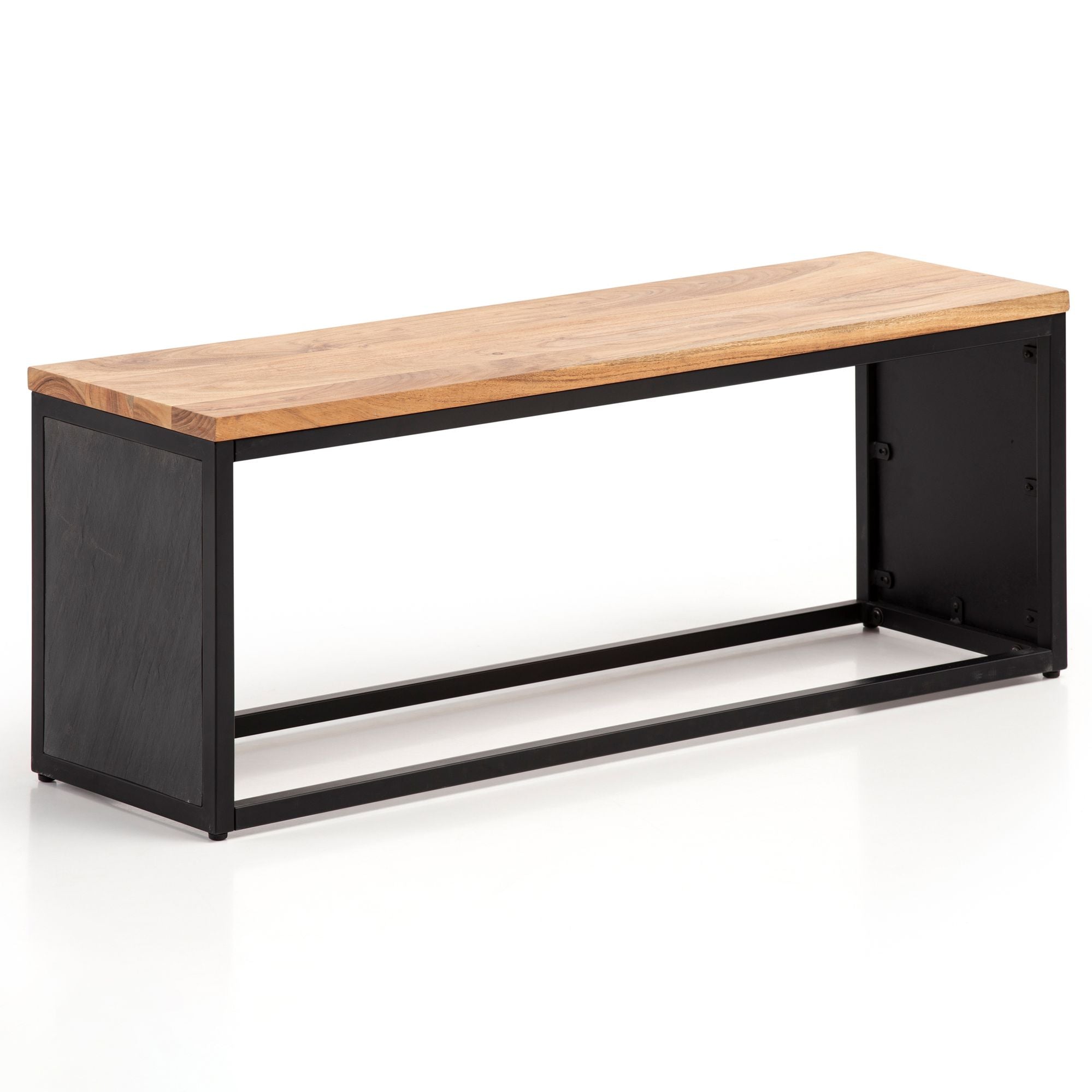 Massiv Akacietræsbænk Med Stenlook 120x45x35 Cm Entrebænk Med Metalramme Designer Sengebænk Soveværelsesbænk Lille Garderobebænk Spisestuebænk