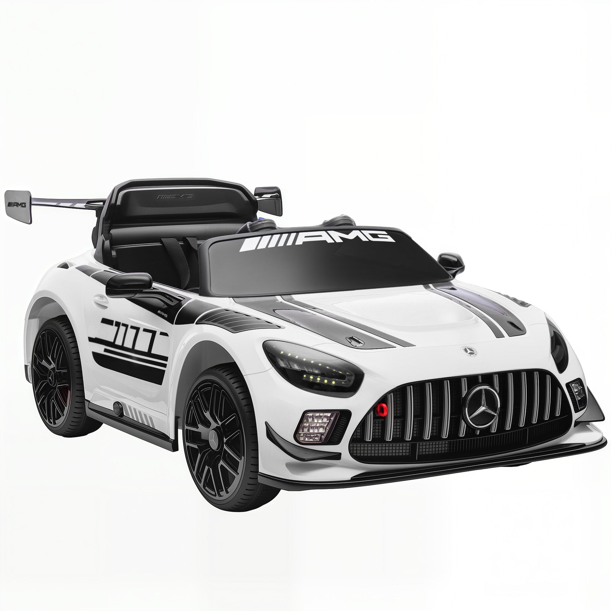 Mercedes Elbil Børnekøretøj 12v Batteri Led-lys Musikfunktion Horn - år Hvid