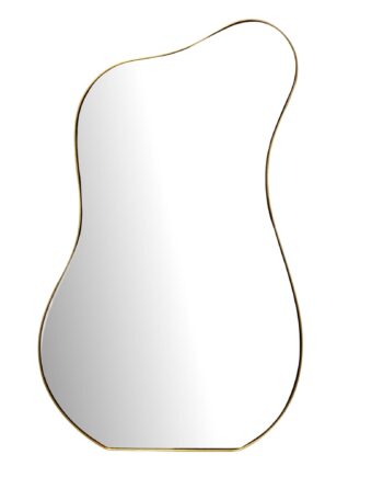 Moderne  Asymmetrisk Vægspejl   60x100 Cm Med En Dekorativ Guld Metalramme