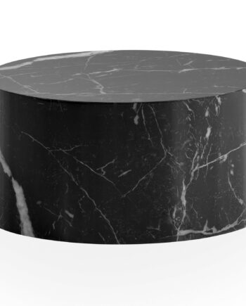 Monobloc Sofabord  60x60x30 Cm  Sort Højglans Med Marmorlook  Designer Rundt Stuebord  Lounge Sofabord  Moderne Sofabord