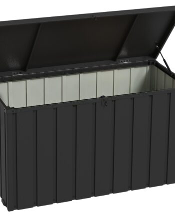 Opbevaringskasse  Havekasse  450l Opbevaringsplads    Hjul  Stålramme  125x61x70 Cm  Mørkegrå