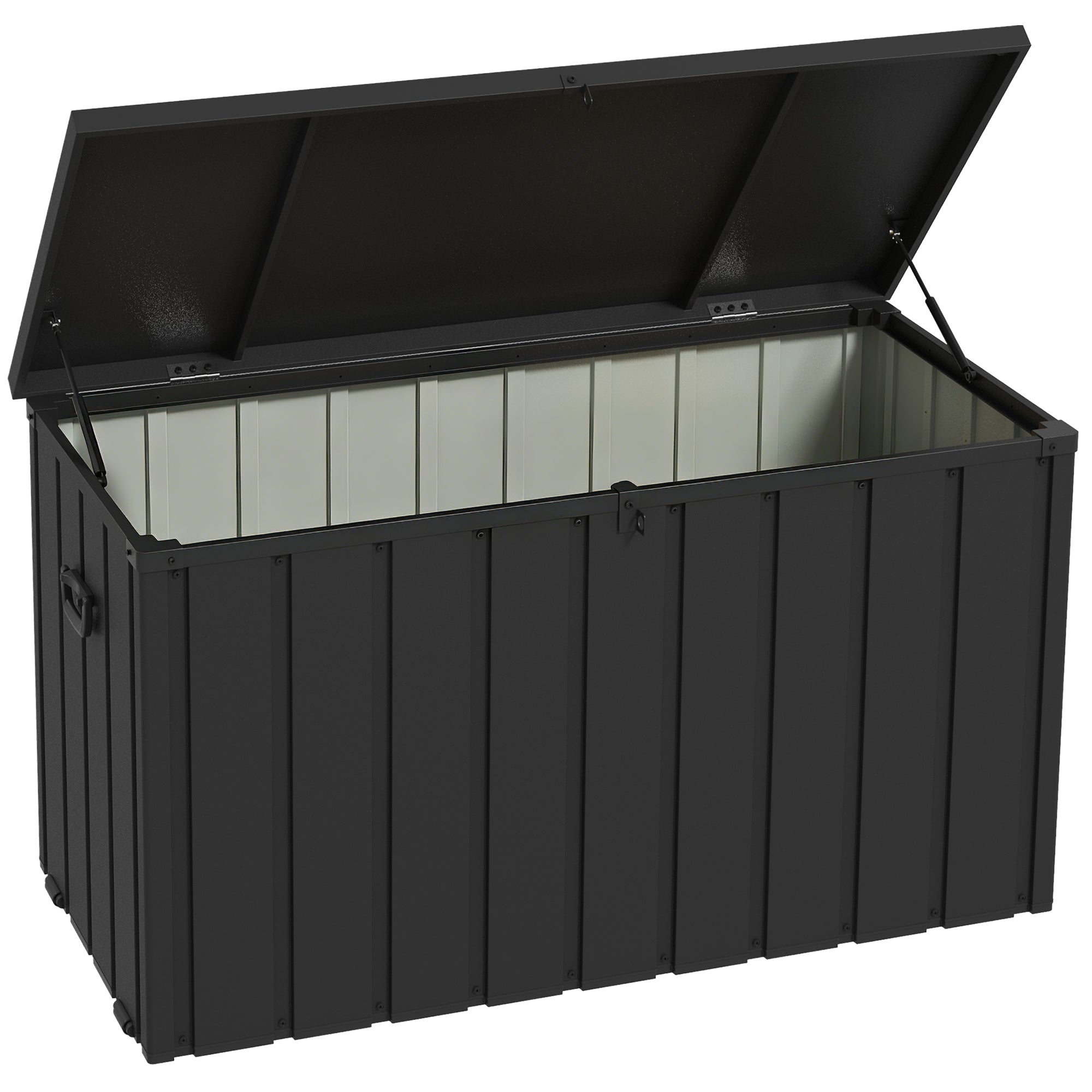 Opbevaringskasse Havekasse 450l Opbevaringsplads Hjul Stålramme 125x61x70 Cm Mørkegrå