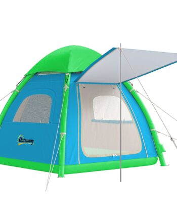 Oppusteligt  -personerstelt  Hurtig Opsætning  Udendørs Campingtelt Med Luftpumpe  Netvinduer  Aftageligt Tag