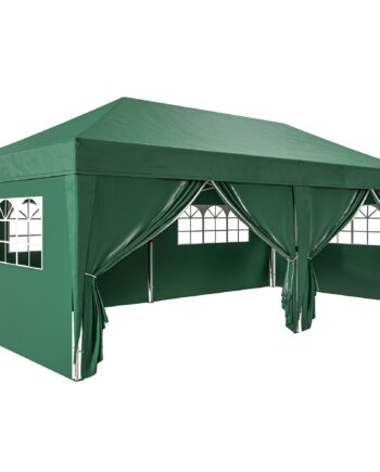Pavillon Ca  6x3m  Robust  Vintersikker Pop-up-foldepavillon Med Vindue  Lynlåsdør  Sidepaneler Og Uv-beskyttelse