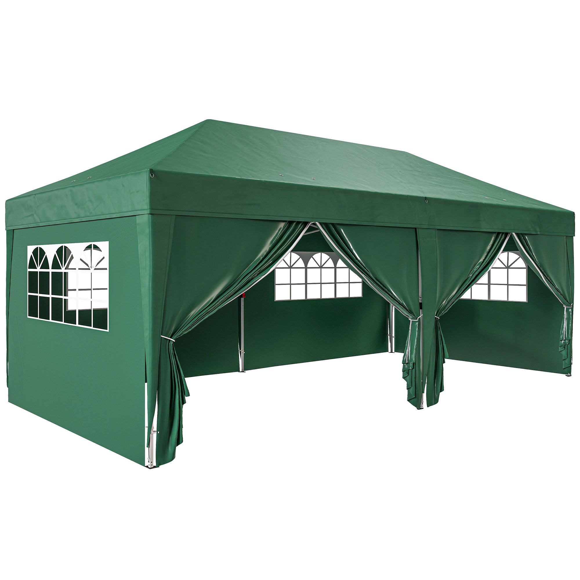 Pavillon Ca 6x3m Robust Vintersikker Pop-up-foldepavillon Med Vindue Lynlåsdør Sidepaneler Og Uv-beskyttelse