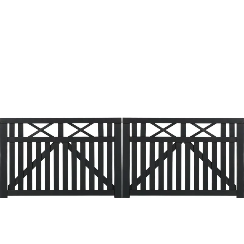 Plus Vinesse Dobbelt Havelåge 300x98 Cm Grundmalet Sort 13415-15