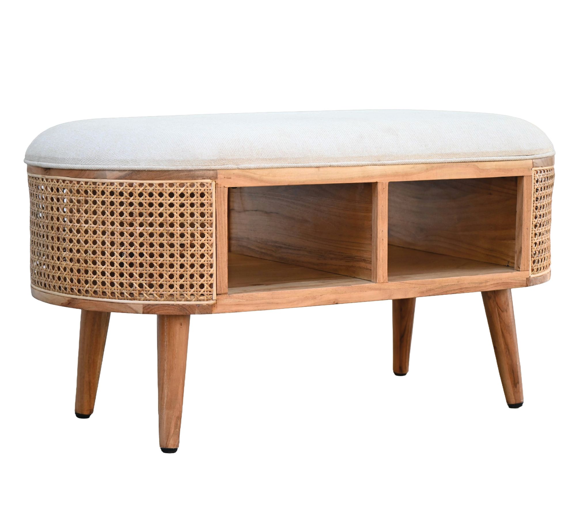 Polstret Bænk 90 Cm Med Wienerflet Retro Entrébænk Håndlavet Design