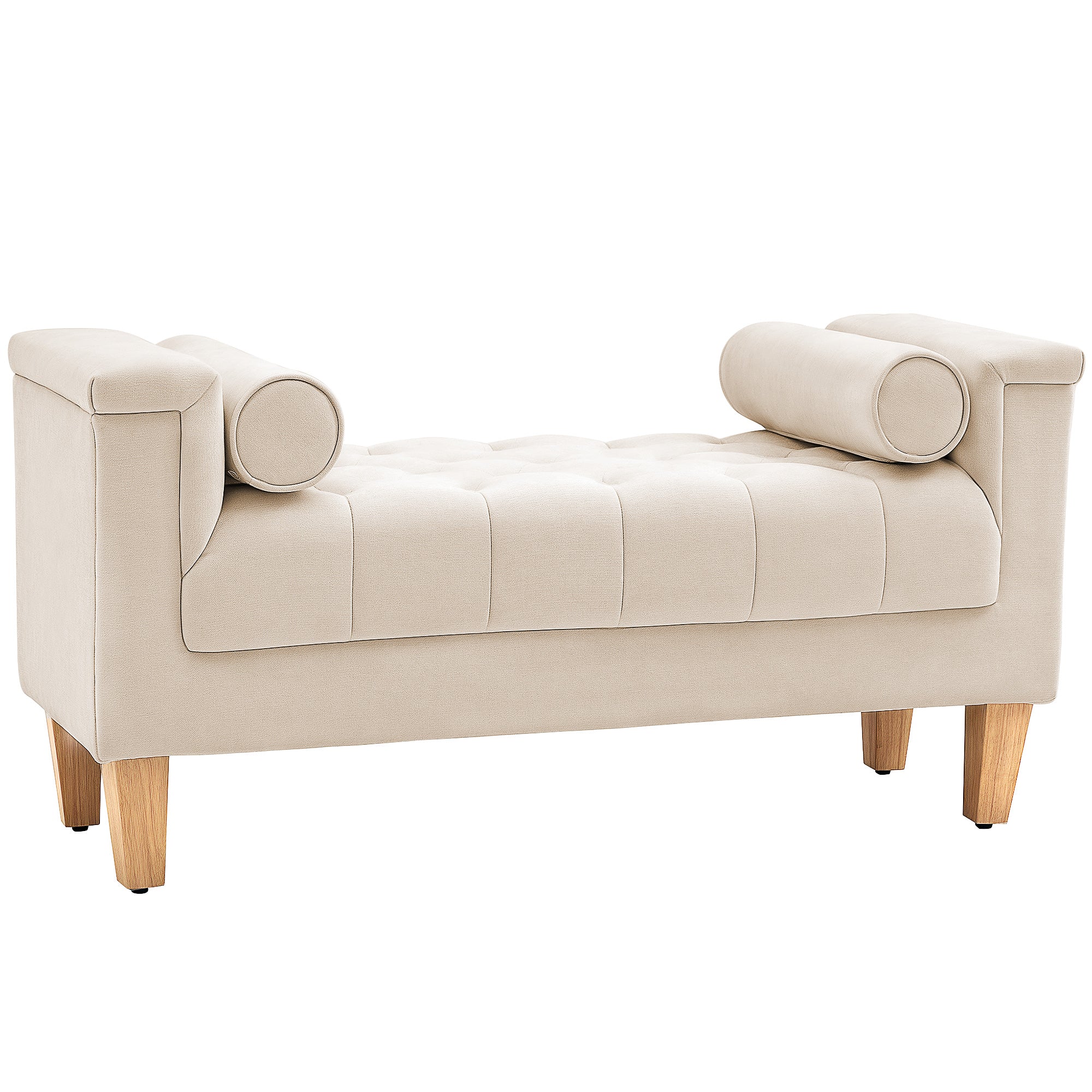 Polstret Bænk Vintage Design Hynder Chenillebetræk 115 44 58 Cm Beige