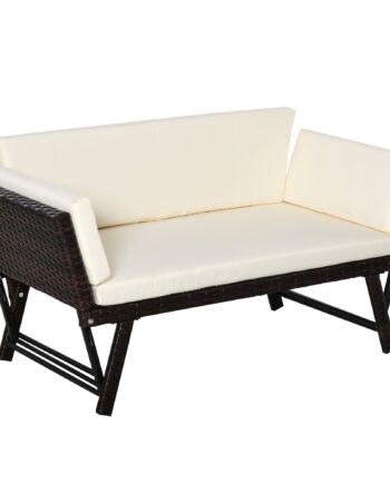 Polyrattan Havesofa   -personers  Havemøbler  Loungesofa  Havebænk  Havelænestol  Foldbar  Armlæn   Stål  Brun  129   63   67 Cm