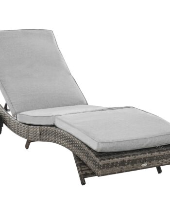 Polyrattan Liggestol  Havestol Med Hynde  Justerbar     Positioner  Rattan Liggestol  Havemøbler   -formet Liggestol  Metal  Grå  207   70   70 Cm