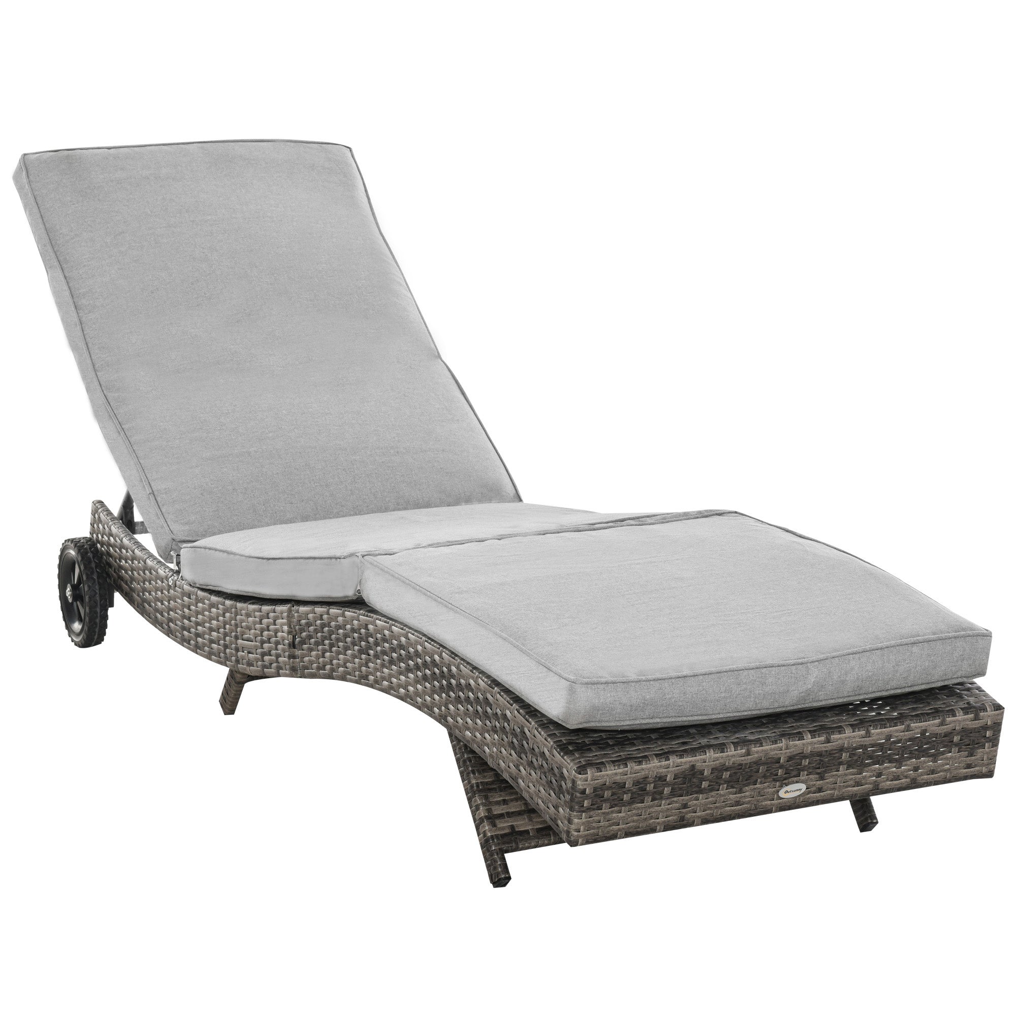 Polyrattan Liggestol Havestol Med Hynde Justerbar Positioner Rattan Liggestol Havemøbler -formet Liggestol Metal Grå 207 70 70 Cm