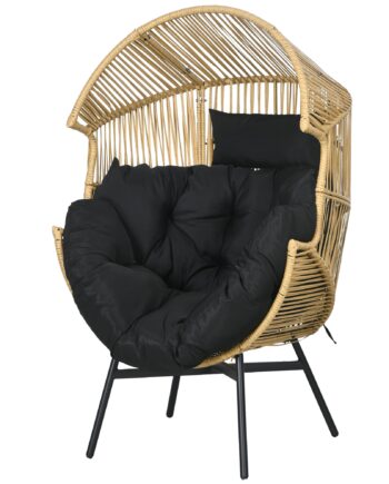 Rattan Lænestol  Udendørs Lænestol  Havelænestol  Pe-rattan  89 Cm   75 Cm   143 Cm  Naturlig   Sort